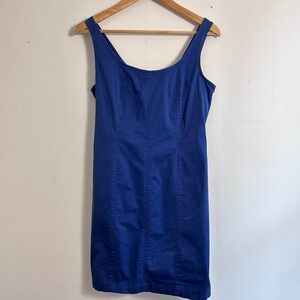 J.Crew Sleeveless Sheath Dress Womens Size 4 Blue Scoop Neck Princess Seams